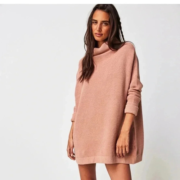 NWT Free People Ottoman Slouchy Tunic Sweater Cafe Cream Tan Small Oversized - Picture 4 of 9